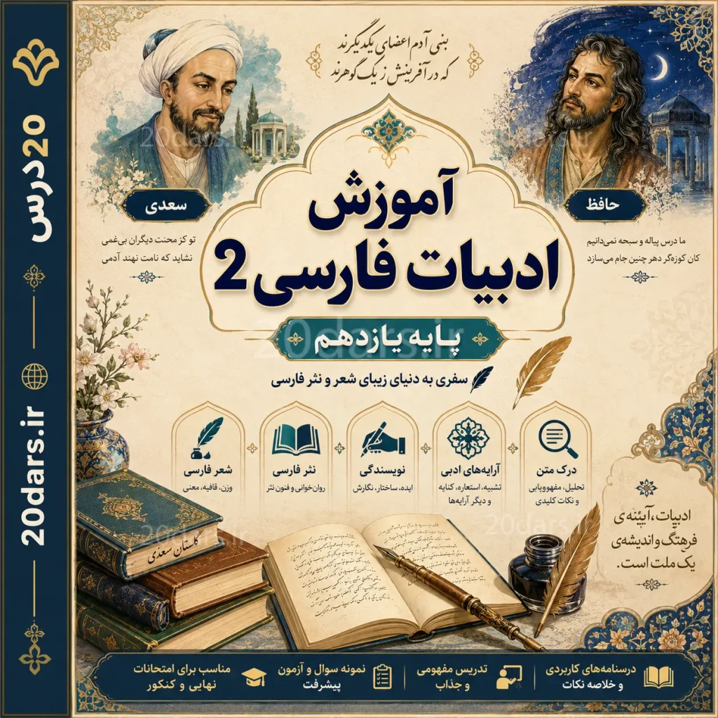 آموزش رایگان ادبیات فارسی(2) سال یازدهم ویژه امتحان نهایی و کنکور
